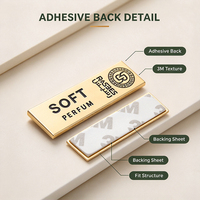 Étiquettes adhésives imperméables personnalisées, logo 3D en or, plaque métallique pour flacon de parfum, vente en gros