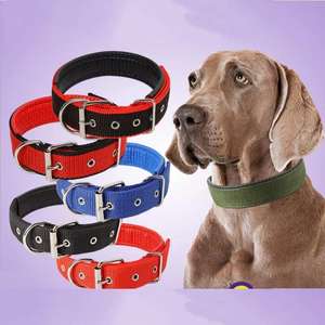 2023 grosir tali pelatihan nilon tahan lama massal Aksesori hewan kalung kalung khusus polos warna murni dapat disesuaikan kerah anjing kecil - Product Image 2