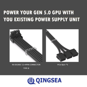 Câble d'extension PCIE 5.1 <span class=keywords><strong>12VHPWR</strong></span> ATX3.0 2x6P 3x8Pin Adaptateur d'alimentation PCI-E GPU Câble d'alimentation PSU Extension - Product Image 4