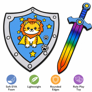 Ensemble d'épée et bouclier en mousse EVA souple pour enfants, motif Lion de dessin animé, lame arc-en-ciel, jouet de jeu de rôle Chevalier pour garçons - Product Image 6