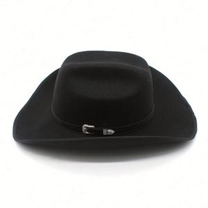 Sombrero de fieltro de 9.5 cm con borde, estilo punk americano, para hombre y mujer, tipo vaquero Texas Ranger, sombrero formal de jazz. - Product Image 2