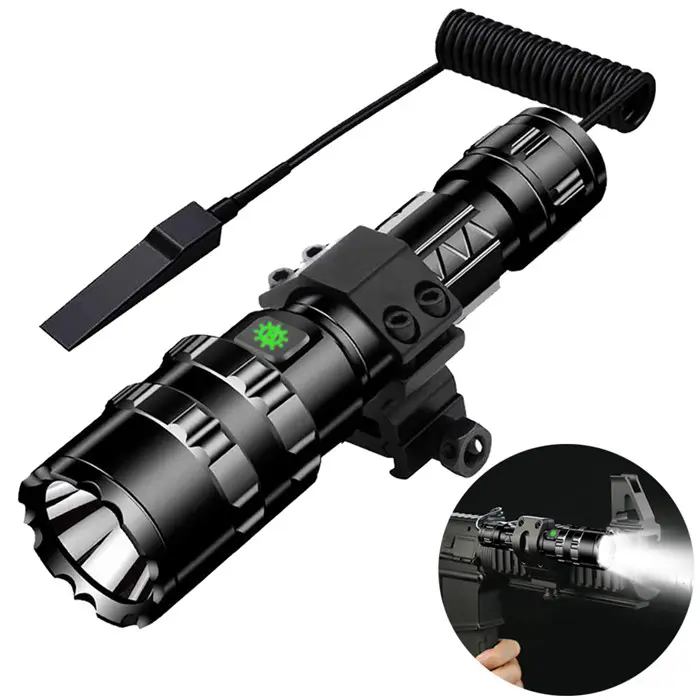 Powerful L2 Tactical Flashlight with Pressure Switch Mount Hunting Torch USB Rechargeable led torch flashlight