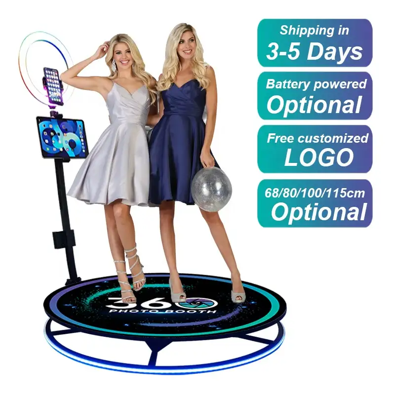 Video camera portable 360 degree photo booth wireless automatic rotating selfie wedding business photobooth
