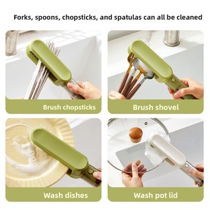 Cepillo de cocina ecológico multifuncional 4 en 1 de plástico para limpieza de tenedores con cepillo para polvo y cuchilla - Product Image 3