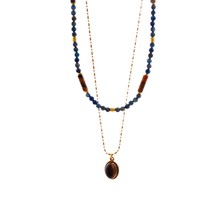 Collier pendentif géométrique en lapis-lazuli pour femmes, bijoux vintage minimalistes à superposer