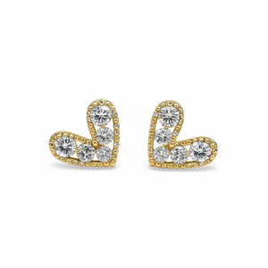 Orecchini in Oro con Diamanti Taglio Cuore, Colore Bianco Naturale G, Oro Giallo, Gioielli Certificati per Uso Quotidiano Romantico da Donna - Product Image 1