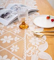 Chemin de table en dentelle jacquard de style européen, tricoté, motif floral, protège-poussière pour hôtel, décoration de Noël