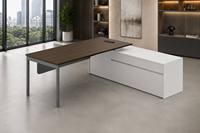 Escritorio de Oficina de Lujo, Muebles de Oficina Ejecutivos Modernos, Mesa de Gerente en Forma de L con Gabinete de Almacenamiento