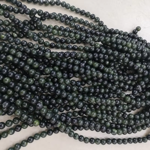 Wholesale Fashion Jewelry Making <strong>Beads</strong> Natural Polish <strong>Black</strong> Green Nephrite Jade Gemstone Loose <strong>Beads</strong> 15.5" - Product Image 6