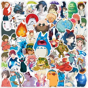 ملصقات رسومات كرتونية من Ghibli كلاسيكية 50 ، ملصقات جرافيتي للزجاجة ، ملصق سيارة من الفينيل Totoro Spirited Away