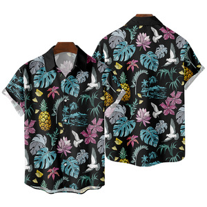 Chemises hawaïennes d'été pour <span class=keywords><strong>hommes</strong></span> et femmes, imprimé cocotier, lin ample à manches courtes, hauts de plage, camisa décontractés de rue, livraison gratuite - Product Image 3