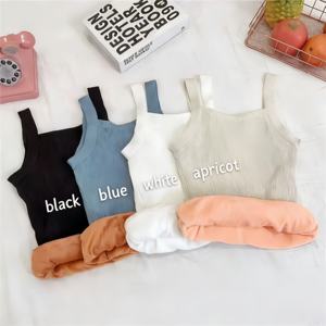 Camisole côtelée doublée polaire pour <span class=keywords><strong>femme</strong></span>, débardeur thermique chaud, logo personnalisé, faible MOQ, directement de l'usine - Product Image 3