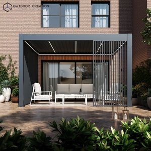 Pergola de jardin extérieure motorisée électrique en aluminium à lames orientables, murale, 4x3m, imperméable, avec revêtement en poudre, Prestige - Product Image 1