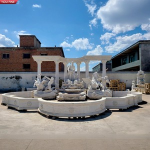Fuente <span class=keywords><strong>Trevi</strong></span> de Mármol Blanco Tallada a Mano YOUFINE con Poseidón de la Mitología Griega para Jardín de Palacio de Lujo - Product Image 6