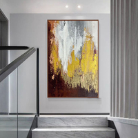 Peinture à l'huile faite à la main abstraite moderne or gris rouge texturé art travail toile peinture salon décoration
