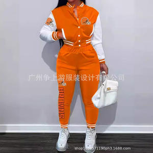 Conjunto de Dos Piezas Casual para <span class=keywords><strong>Mujer</strong></span>, Estilo Europeo Americano, Blazer Cruzado con Bloques de Color y Textura Acanalada, Anti-Pilling - Product Image 3