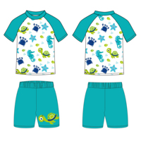 Maillot de bain deux pièces pour garçon OEM ODM, manches courtes, tenue de bain pour tout-petits, vêtements de plage pour enfants, fabricant de marque privée