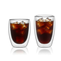 Lot de 2 tasses à café en verre à double paroi 300ml 350ml / 10.25oz 11.96oz en borosilicate isolé pour café glacé, latte, usage domestique