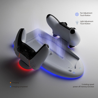 Support de refroidissement amélioré avec charge pour contrôleur de console mince PS5 Station d'accueil de charge rapide avec accessoires de jeu à lumière RVB
