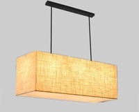 C95 Lustre Rectangulaire Blanc Lin Tissu Abat-Jour Suspension Linéaire lumière led pour décor restaurant