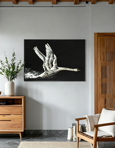 Tableau mural cygne noir et blanc Zen, peinture sur toile d'oiseau en vol, <span class=keywords><strong>affiche</strong></span> animale minimaliste moderne pour la décoration de la maison et du bureau - Product Image 2