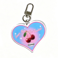 Porte-clés en acrylique rose personnalisé en forme de cœur - Porte-clés photo numérique à motif de dessin animé, léger, résistant, logo personnalisé pour filles