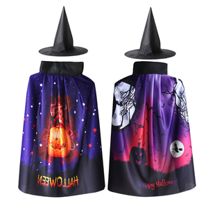Capa <span class=keywords><strong>de</strong></span> Superhéroe con Estampado 3D <span class=keywords><strong>de</strong></span> Calabaza y Calavera, Disfraz <span class=keywords><strong>de</strong></span> Bruja con Capa y Sombrero para Niños y Niñas, Disfraz <span class=keywords><strong>de</strong></span> Halloween - Product Image 1