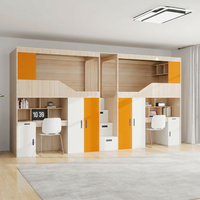 Lit mezzanine avec bureau et armoire de rangement pour chambre d'enfant, meubles gain de place
