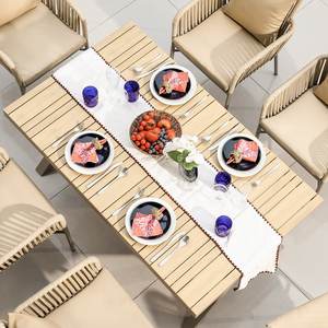 AJUNION Juego de comedor para exteriores de 7 piezas, marco de aluminio, mesa de comedor de madera de plástico, sillones de cuerda tejidos a mano, muebles de comedor de jardín - Product Image 6