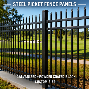 Pannello di recinzione decorativo nero YC in acciaio zincato <span class=keywords><strong>per</strong></span> esterni, con design a punta a lancia, <span class=keywords><strong>per</strong></span> <span class=keywords><strong>giardino</strong></span> - Product Image 1