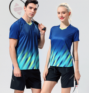 Badminton Sportswear T-shirts Badminton Sport T <span class=keywords><strong>Shirt</strong></span> pour Hommes Unisexe <span class=keywords><strong>Tennis</strong></span> <span class=keywords><strong>De</strong></span> <span class=keywords><strong>Table</strong></span> Col En V Respirant Multi Couleur Blanc Imprimé - Product Image 2