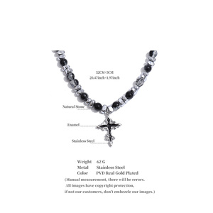 JINYOU 5723 Collana in Stile Hip Hop Rock con Estetica Scura, Ciondolo a Croce in Acciaio Inossidabile con Pietra Naturale per Uomo - Product Image 6
