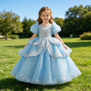 Abito da Cerimonia per Bambine con Ricami in Pizzo e <span class=keywords><strong>Paillettes</strong></span>, <span class=keywords><strong>Vestito</strong></span> Formale per Feste ed Eventi Estivi - Product Image 5