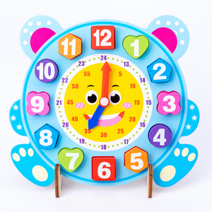 Mejor venta de edad preescolar niño cognitivo forma juguetes geométrico de madera reloj digital de madera de alta calidad reloj - Product Image 1