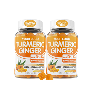 Gomitas de Cúrcuma y Jengibre Orgánicas OEM, Complejo de Curcumina, Apoyo para las Articulaciones, Antioxidante, Refuerzo Inmunológico, Suplementos Herbales 1500MG para - Product Image 1