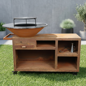 Vente directe <span class=keywords><strong>en</strong></span> gros - Barbecue multifonctionnel pour cuisine extérieure, <span class=keywords><strong>plancha</strong></span> <span class=keywords><strong>en</strong></span> acier corten à bois avec rangement pour bûches - Product Image 5