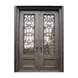 Hermoso diseño parrilla de hierro de puerta de entrada principal puerta única de hierro forjado - Product Image 2