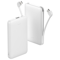 C0510T Vente Flash Chargeur Portable 5000mAh avec 2 Câbles Intégrés, Taille de Poche, Prix de Gros Usine