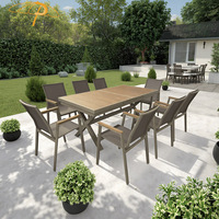 Ensemble de table et chaises de salle à manger d'extérieur en métal pour terrasse et balcon, pour 8 personnes, table de salle à manger d'extérieur de luxe et 8 chaises