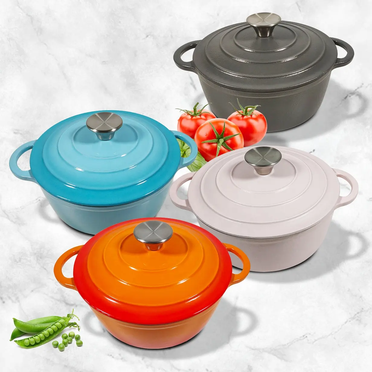 2L tren warna-warni multi-fungsi Non lengket piring Casserole Cast besi peralatan masak