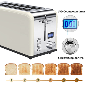 <span class=keywords><strong>Grille</strong></span>-<span class=keywords><strong>pain</strong></span> 4 tranches avec grill en acier inoxydable, style moderne, fente <span class=keywords><strong>longue</strong></span>, avec écran LCD, vente chaude - Product Image 2