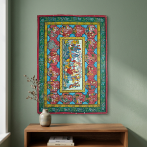 Handmade <b>Krishna</b> Leela Pattachitra <b>Painting</b> Traditional Indian Folk Art Wall Decor Mythological Artwork for Home - Product Image 2