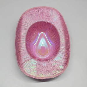 Chapeau de cowboy rose irisé avec pompons, style Y2K, chapeau de fête unisexe, accessoire de costume d'Halloween en satin - Product Image 6