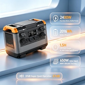 Groupe électrogène solaire 2400W, station d'alimentation LiFePO4 230V, prise US, station d'alimentation portable pour les situations d'urgence en extérieur - Product Image 1
