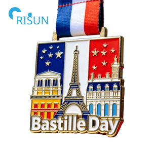 Médaille personnalisée France Drapeau Français Tour Eiffel Fête Nationale Bastille Marathon Course à pied Médaille personnalisée Fête Nationale Bastille - Product Image 4