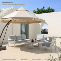 OSMEN Tamarama Ensemble de 4 canapés de salon modernes et durables pour l'extérieur avec accoudoirs en teck pour salon et cour