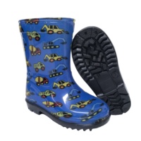 Blue Cartoon Truck Kids PVC Gumboots Car Water Proof Rain Boots pour garçons