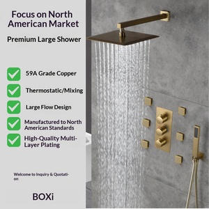 Cross-border 12 Inch Brushed Concealed Wall-mounted Constant Temperature Three-function Body <b>Shower</b> Head Handheld Rain Hotel BXW - Product Image 4
