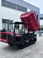 Mini-dumper sur chenilles à moteur diesel de 3 tonnes avec chenilles en caoutchouc et benne de chargement relevable, moment de charge élevé