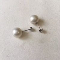 Boucles d'oreilles en argent sterling S925 de qualité AAA avec perles d'eau douce 9-10mm Perles rondes parfaites pour les mariages et les occasions spéciales